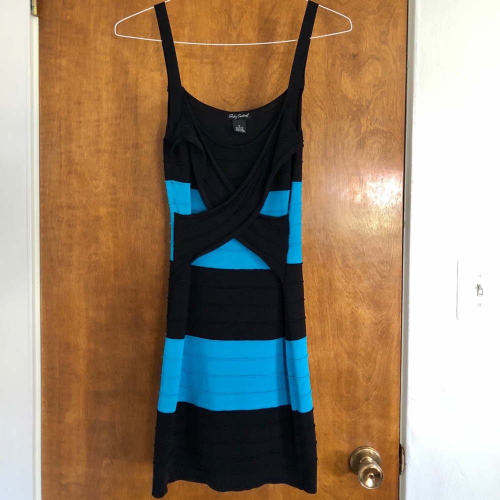 Body Central Bandage Bodycon Dress Black Blue